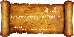 Matyasovszky Lázár névjegykártya